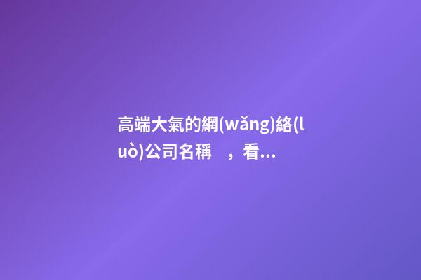 高端大氣的網(wǎng)絡(luò)公司名稱，看起來很高端的公司名稱-第1張-公司起名-玄機派
